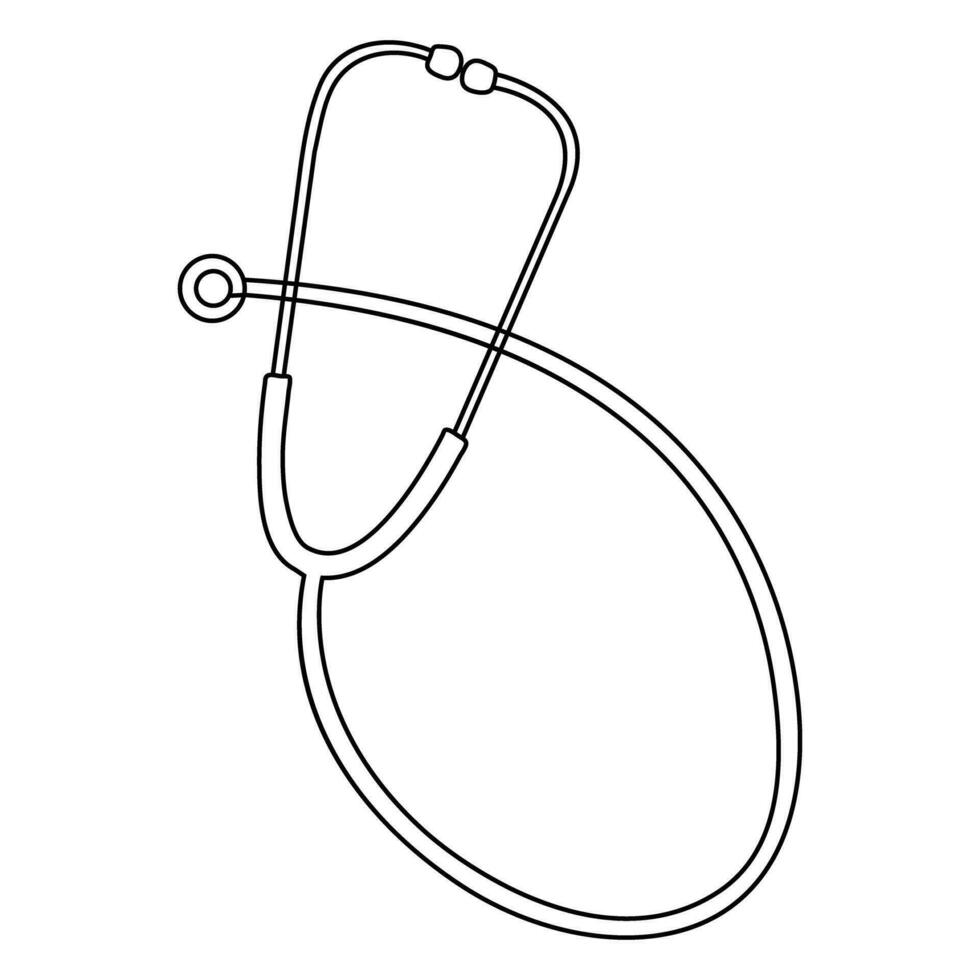 Stethoscope continuous one line hand drawing of outline vector icon and illustration of minimalist