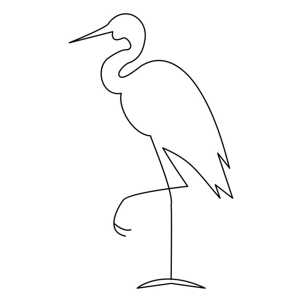 The heron and flamingo single line art drawing vector illustration of continuous Minimalist style.