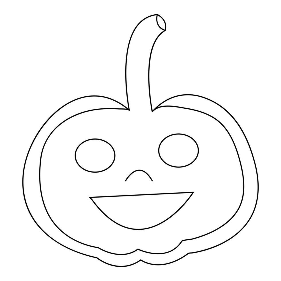 Halloween pumpkin with a face single line art drawing continuous vector outline illustration minimalism