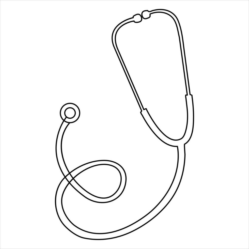 Stethoscope continuous one line hand drawing of outline vector icon and illustration of minimalist