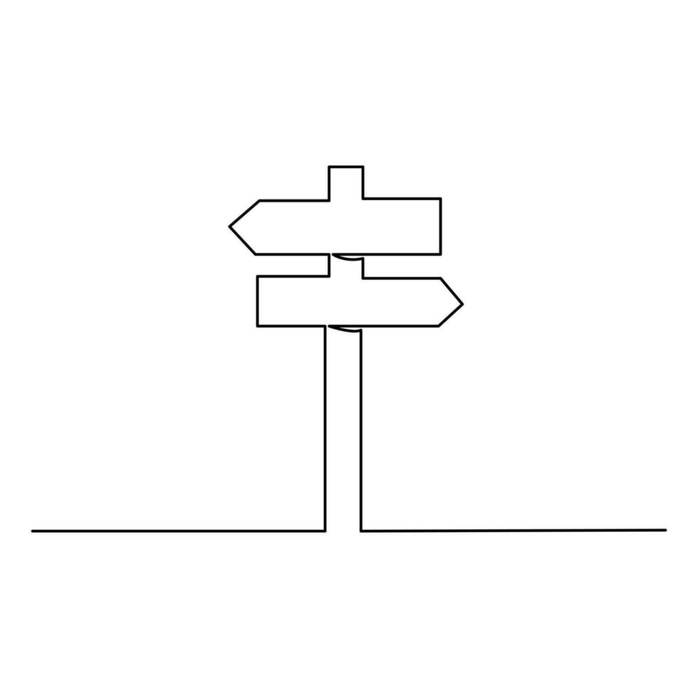 la carretera dirección continuo uno línea dibujo de señalizar flechas a el izquierda y Derecha contorno vector ilustración