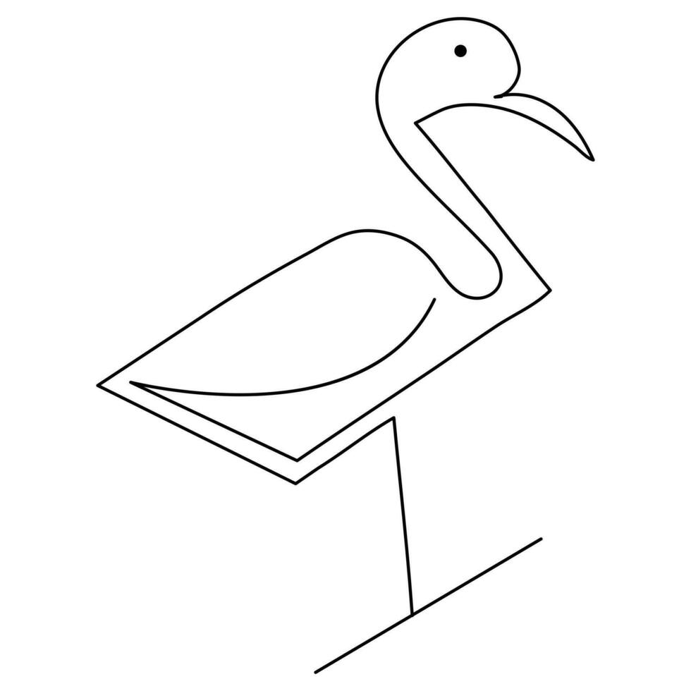 The heron and flamingo single line art drawing vector illustration of continuous Minimalist style.