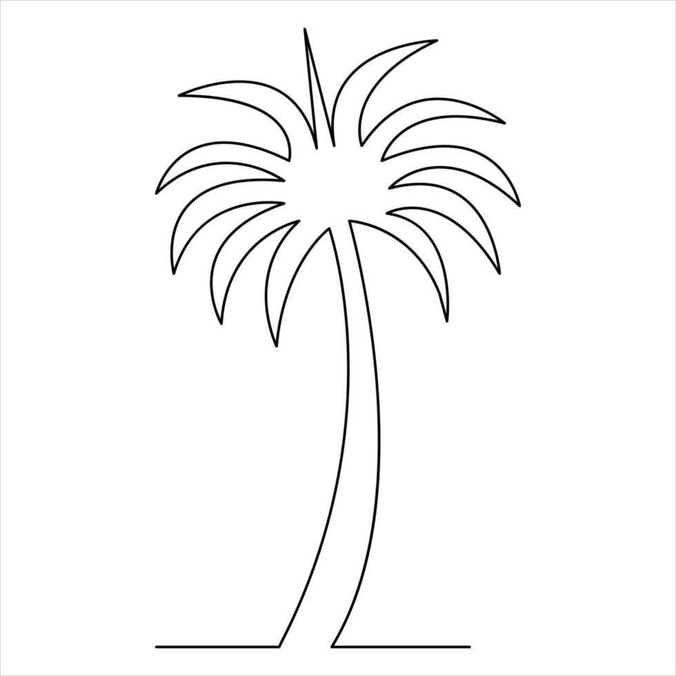 Continuous single line drawing plant of leaf outline vector icon minimalist art