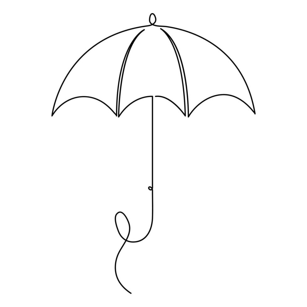 Continuous single line art drawing of umbrella outline vector art illustrations