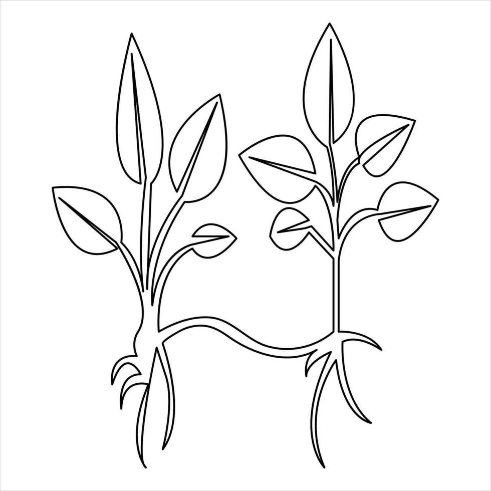 continuo soltero línea dibujo planta de hoja contorno vector icono minimalista Arte