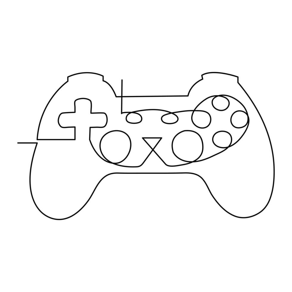 Continuous one line art vector gamepad joystick device to control playing video games