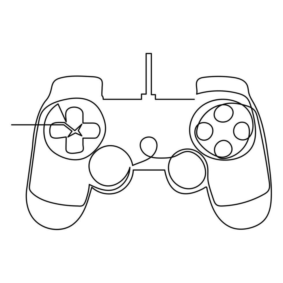 continuo uno línea Arte vector gamepad palanca de mando dispositivo a controlar jugando vídeo juegos