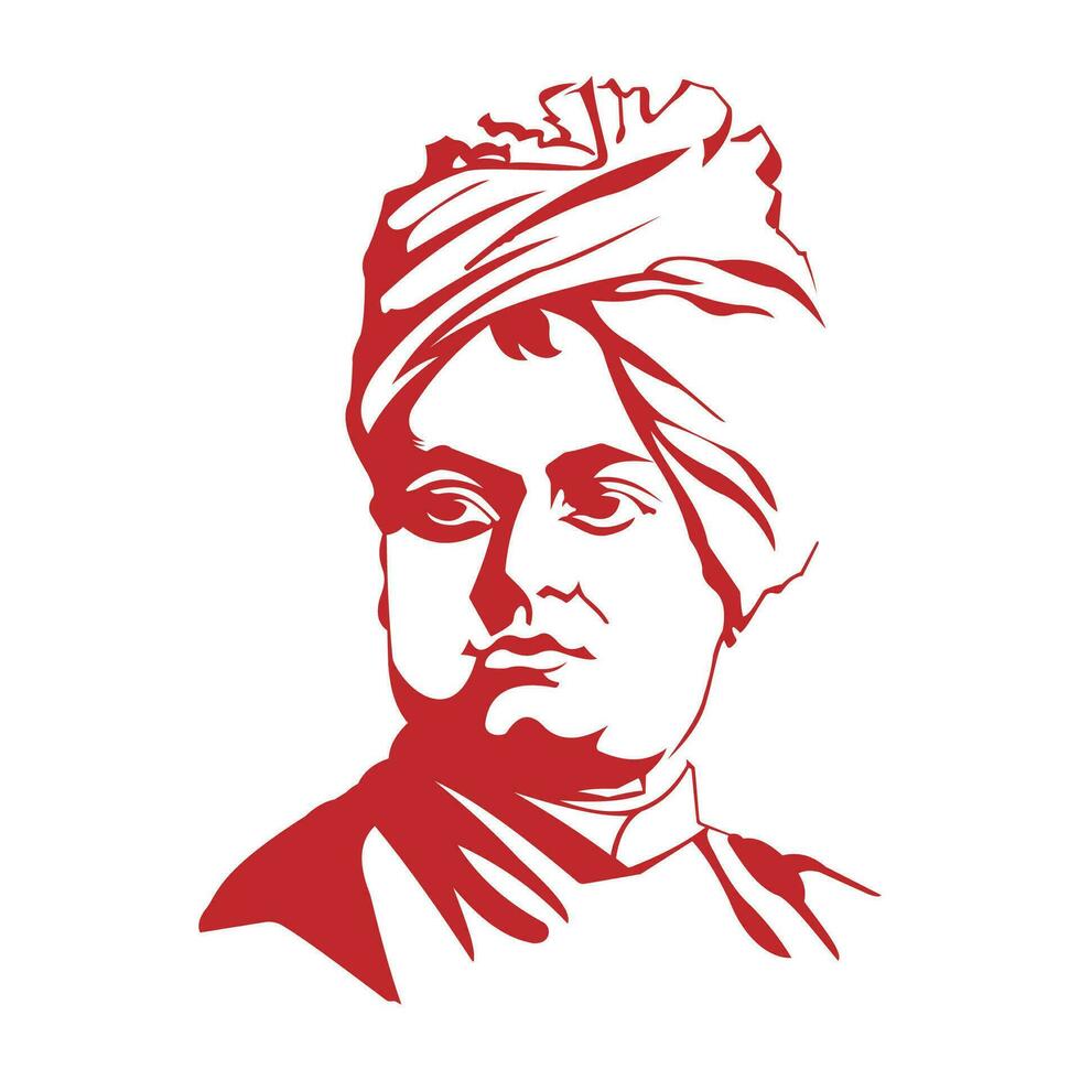 swami vivekananda outline drawing illustration and national youth day vector design.