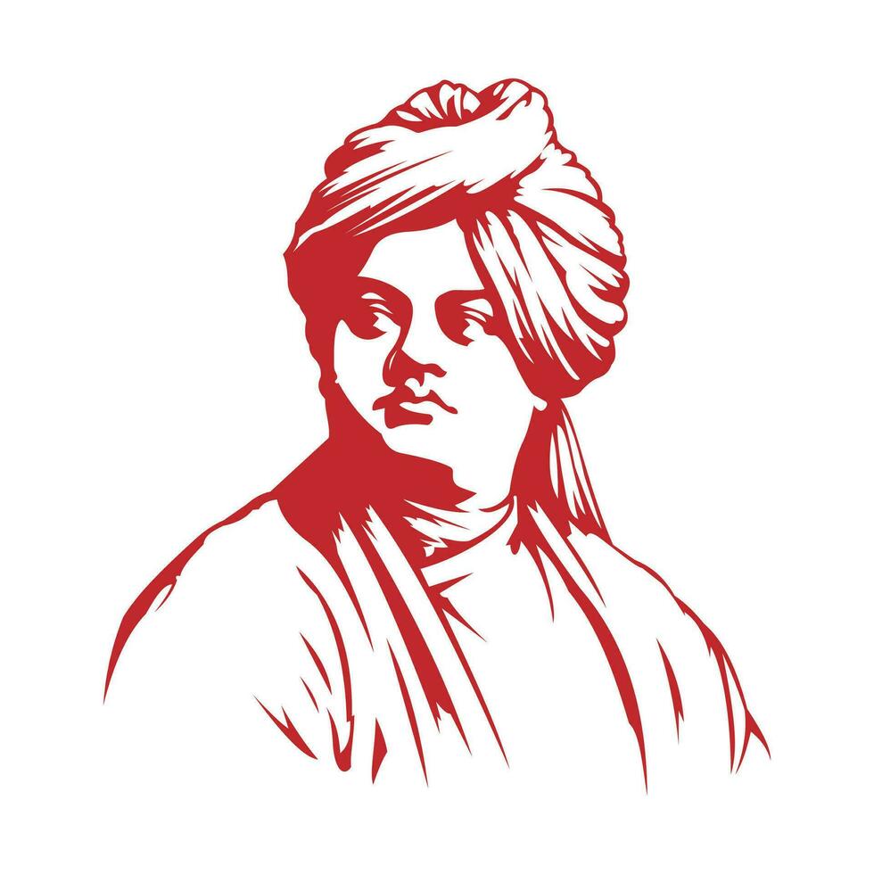 swami vivekananda outline drawing illustration and national youth day vector design.