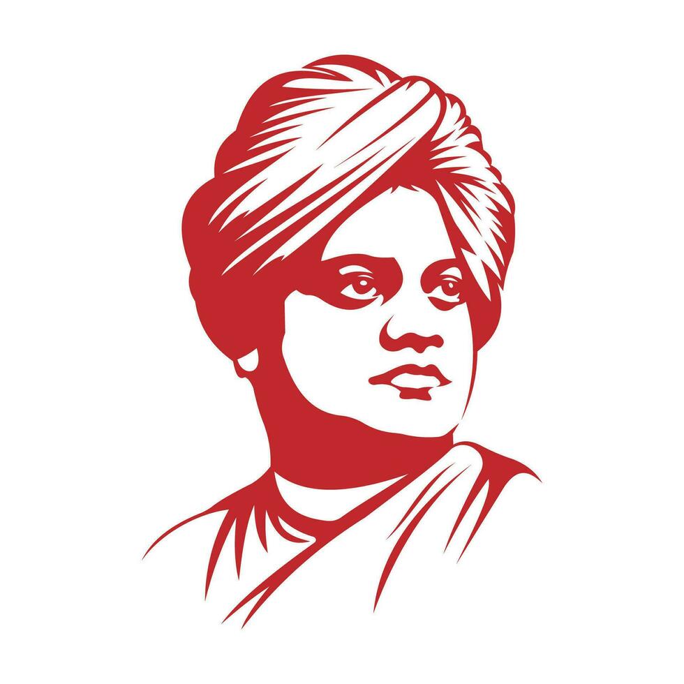 swami vivekananda outline drawing illustration and national youth day vector design.