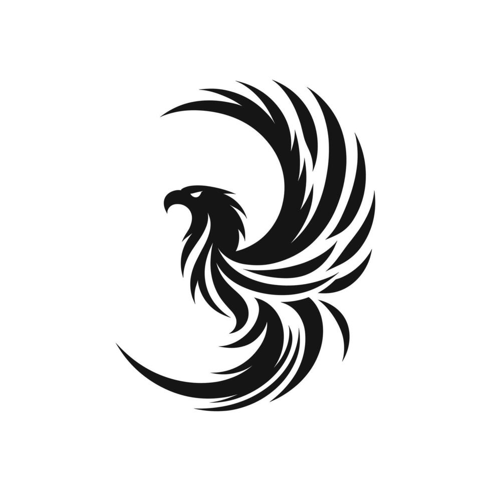 Vector Illustration of a Cartoon Eagle Silhouette Logo Icon Symbol Tattoo