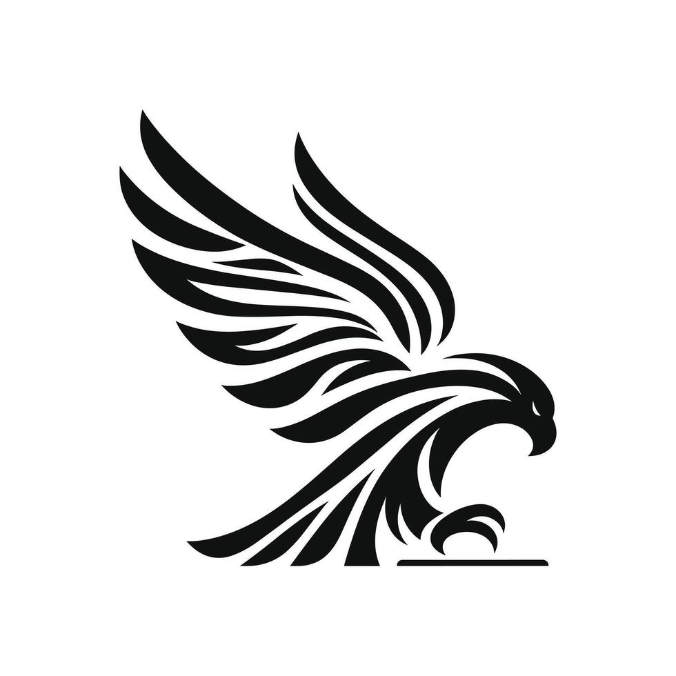 Vector Illustration of a Cartoon Eagle Silhouette Logo Icon Symbol Tattoo