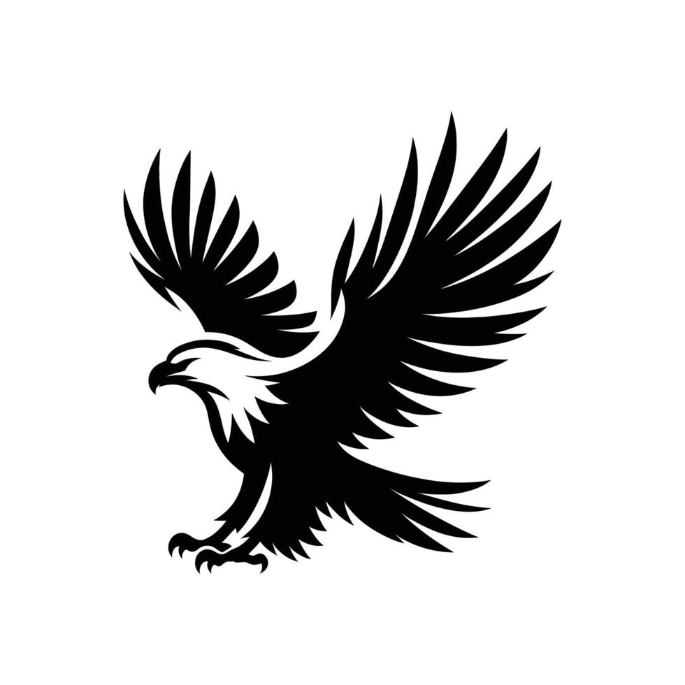 Eagle Logo Silhouetted Cartoon Vector Illustration for Tattoo Symbol