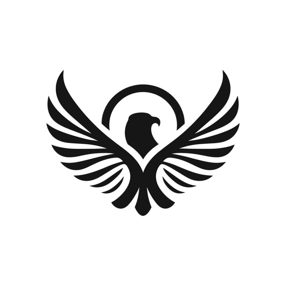 negrita y juguetón dibujos animados águila silueta tatuaje logo icono símbolo vector ilustración