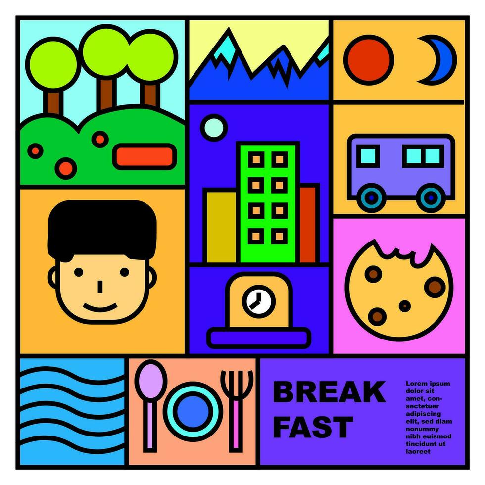 breakfast vector illustration for background, banner, poster, template, design, etc