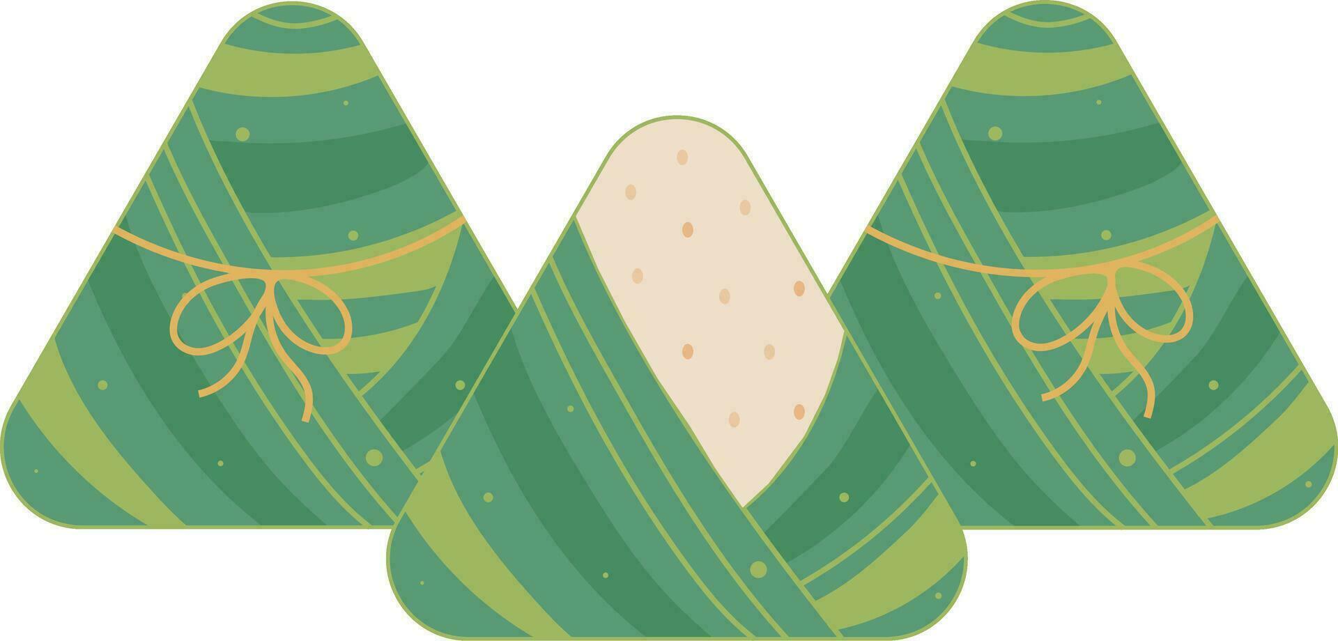 tradicional zongzi bola de masa hervida alimento, continuar barco festival ilustración gráfico elemento vector