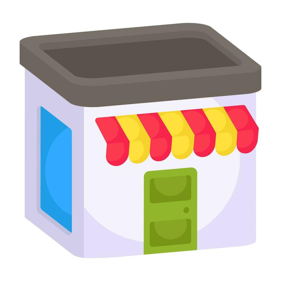 A flat design icon of shop architecture vector