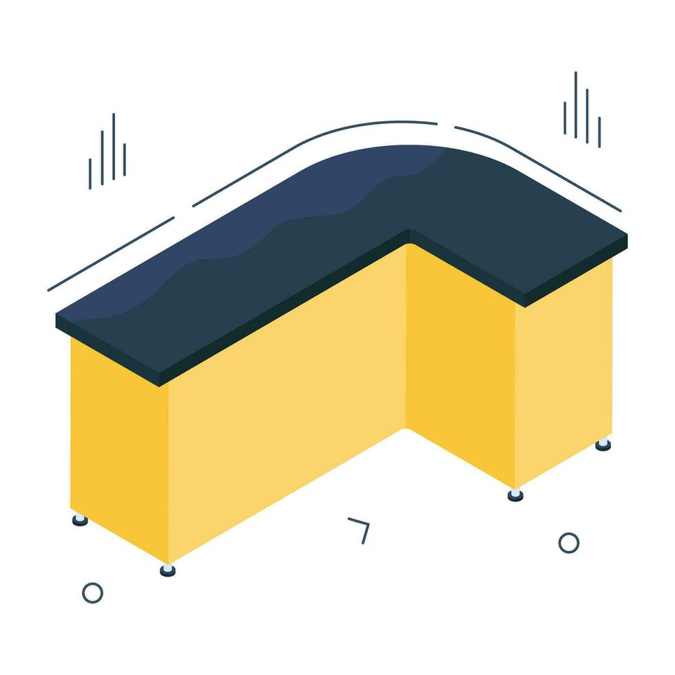 Conceptual isometric design icon of reception table vector