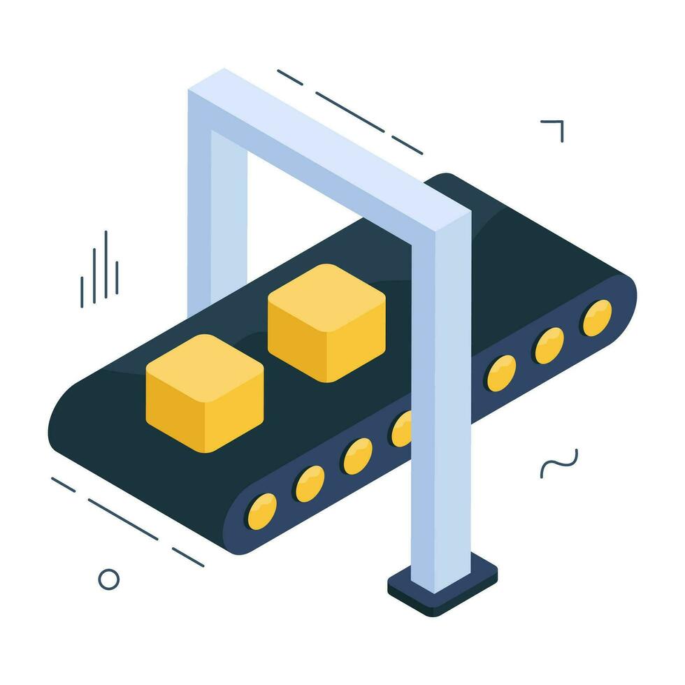 Conveyor belt icon, robot packaging editable vector