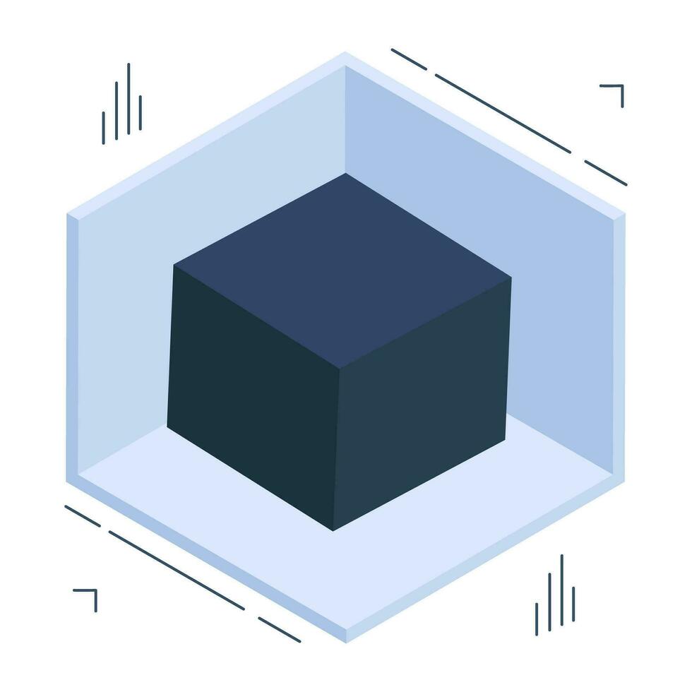 Editable design icon of 3d cube vector