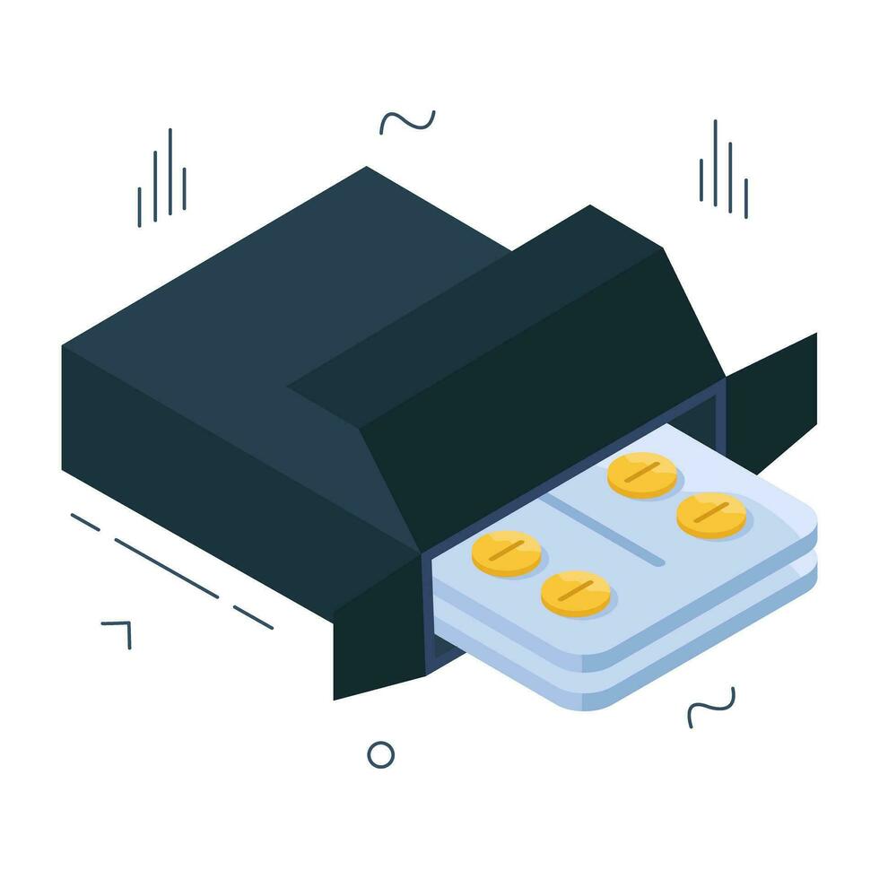 An editable design icon of pills strip vector
