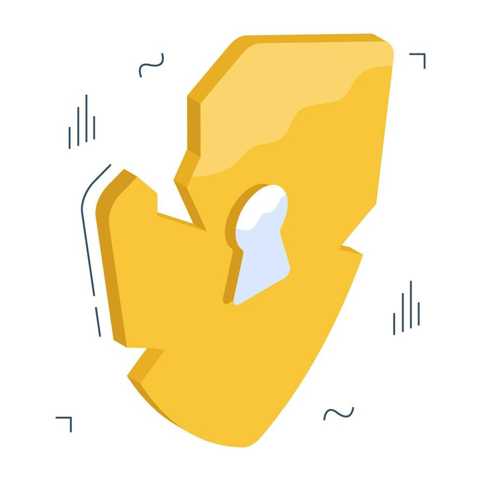 An icon design of cracked shield vector