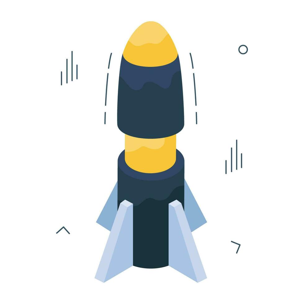 Conceptual isometric design icon of space rocket vector