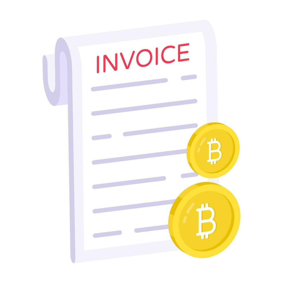 Creative design icon of bitcoin invoice vector