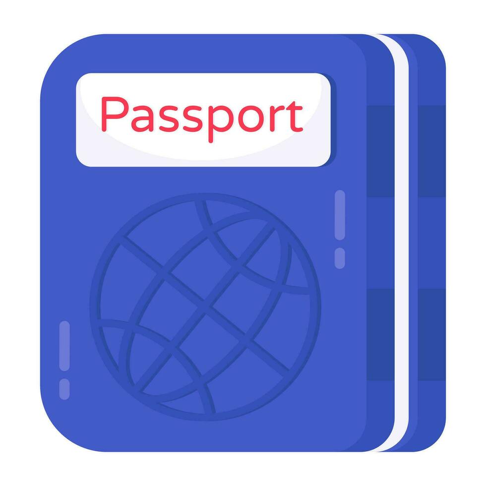 A flat design icon of passport, editable vector