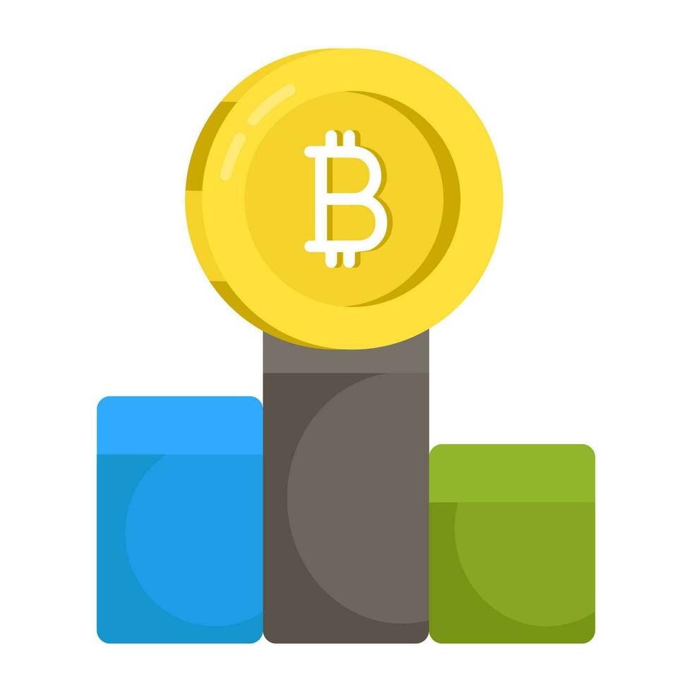 Premium download icon of bitcoin chart vector