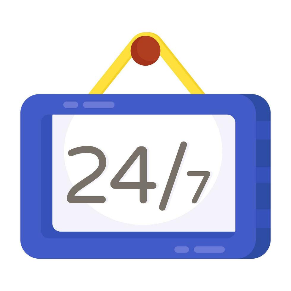 Modern design icon of 24 7hr board vector