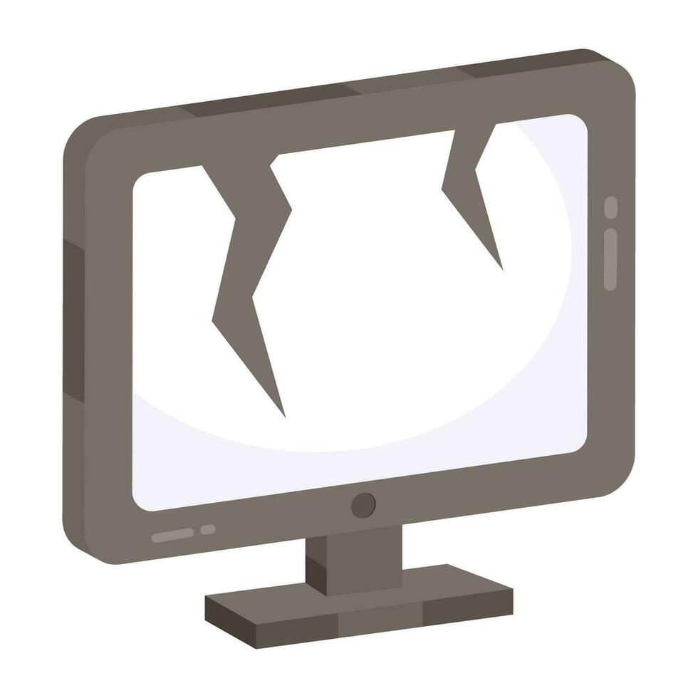 A trendy design icon of cracked LCD vector