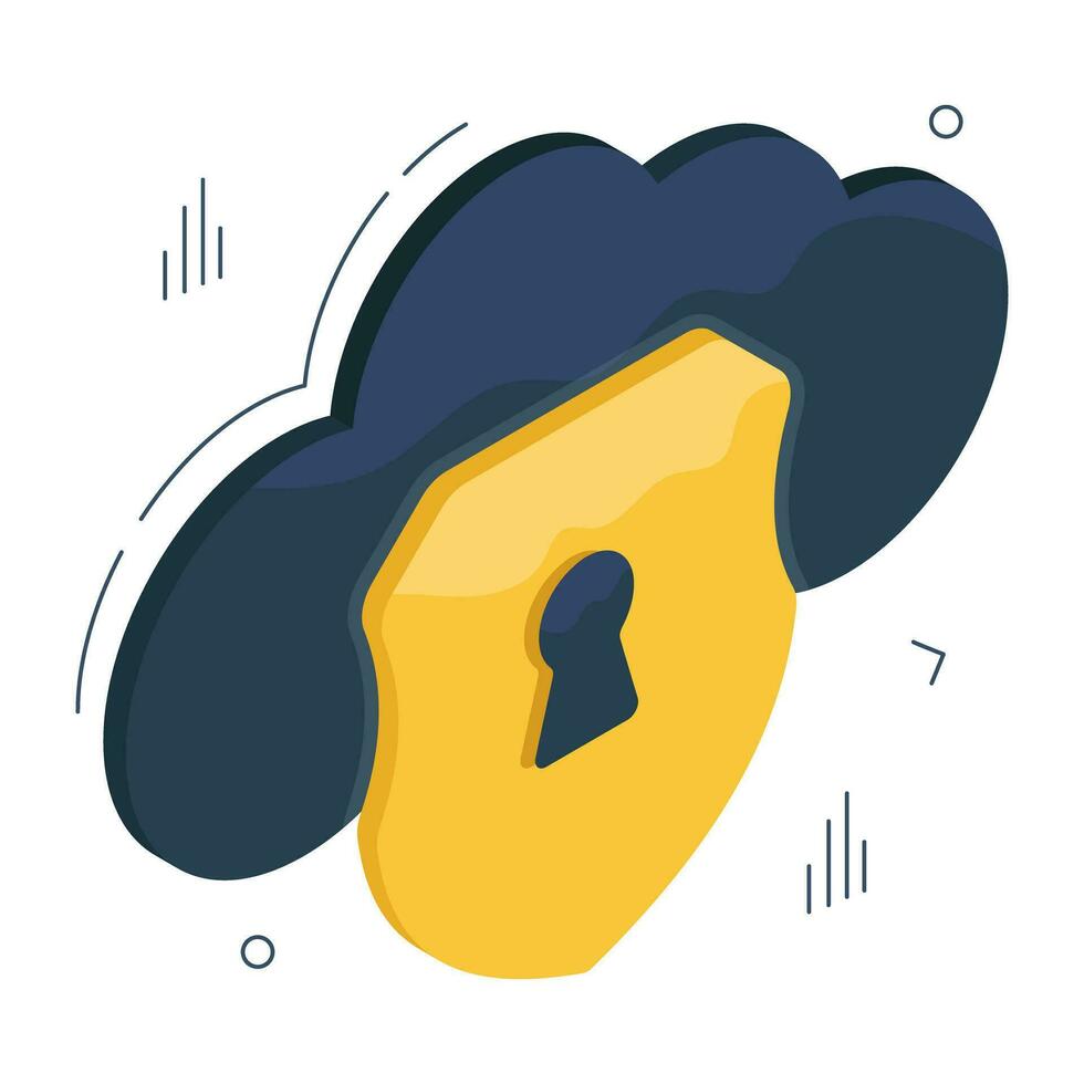 Conceptual isometric design icon of cloud security vector
