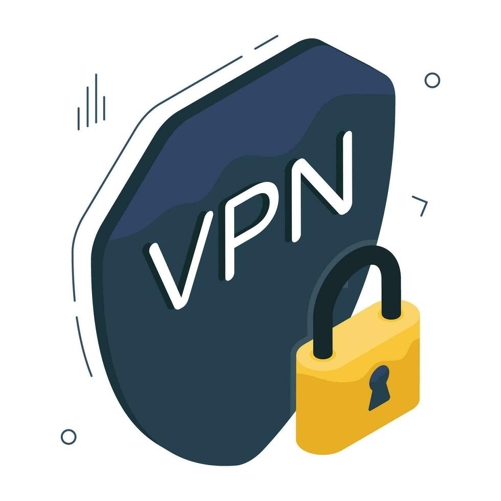 An editable design icon of secure vpn vector