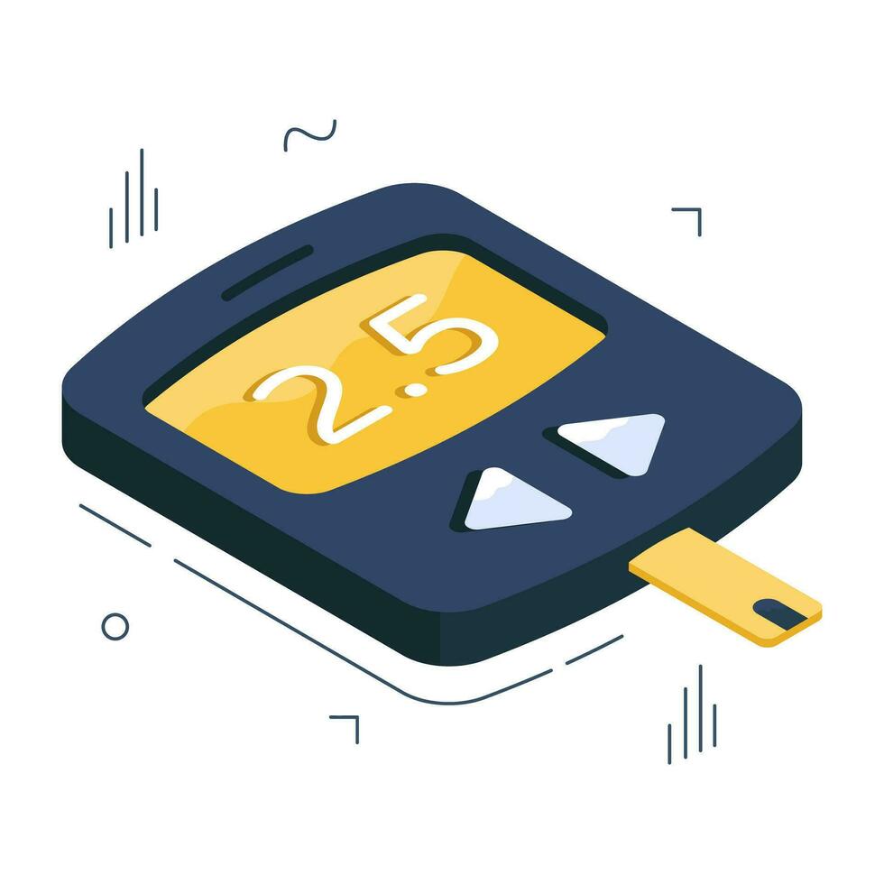 Sugar test machine icon, flat design of glucometer vector