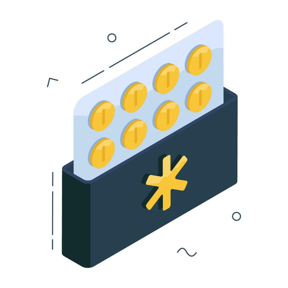 An editable design icon of pills strip vector