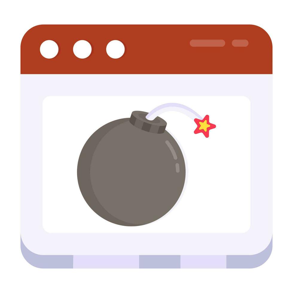 Conceptual flat design icon of dangerous website vector