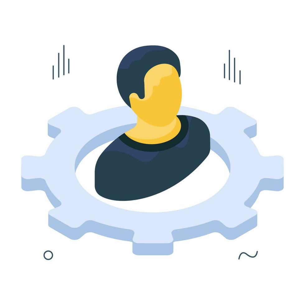 Avatar with gear showing concept of employee setting icon vector