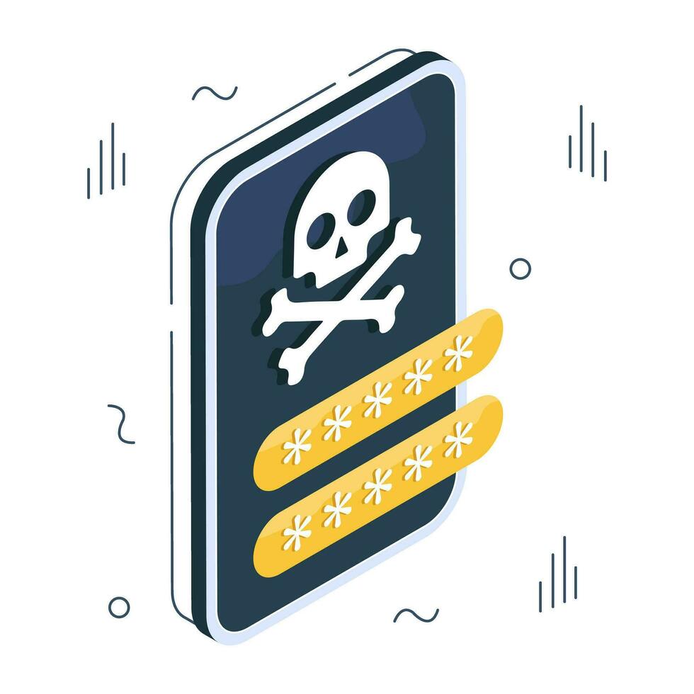 An isometric design icon of mobile hacking vector