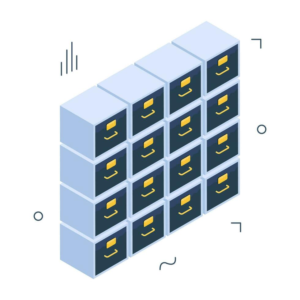 Conceptual isometric design icon of drawers almirah vector