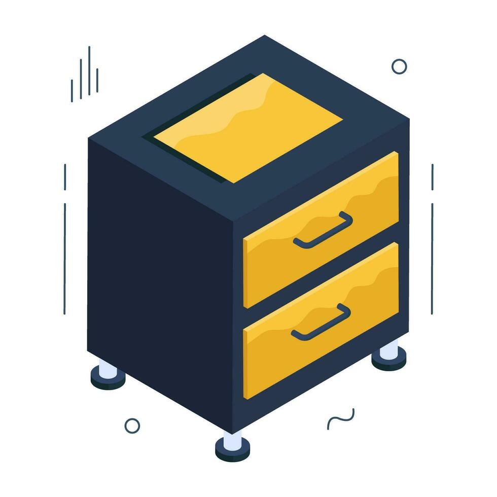 An icon design of bedside table vector