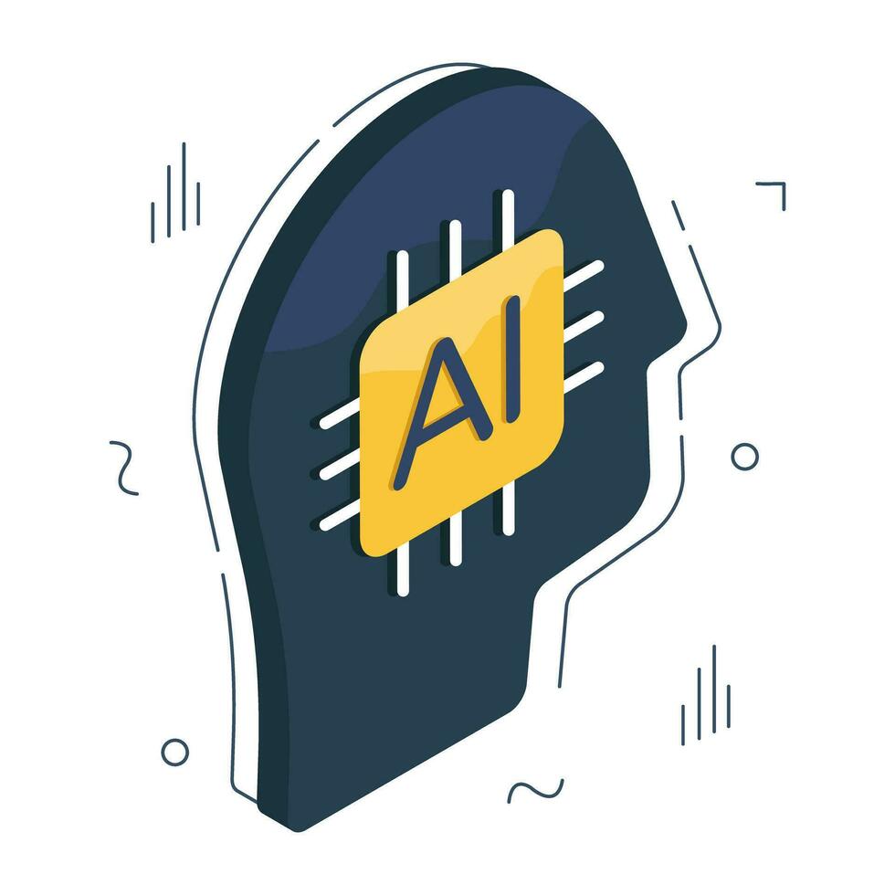 Vector design of ai brain, isometric style icon