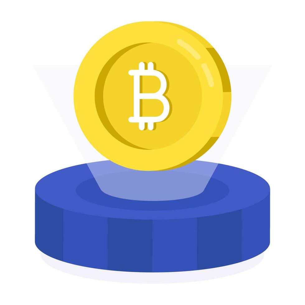 Premium download icon of btc hologram vector