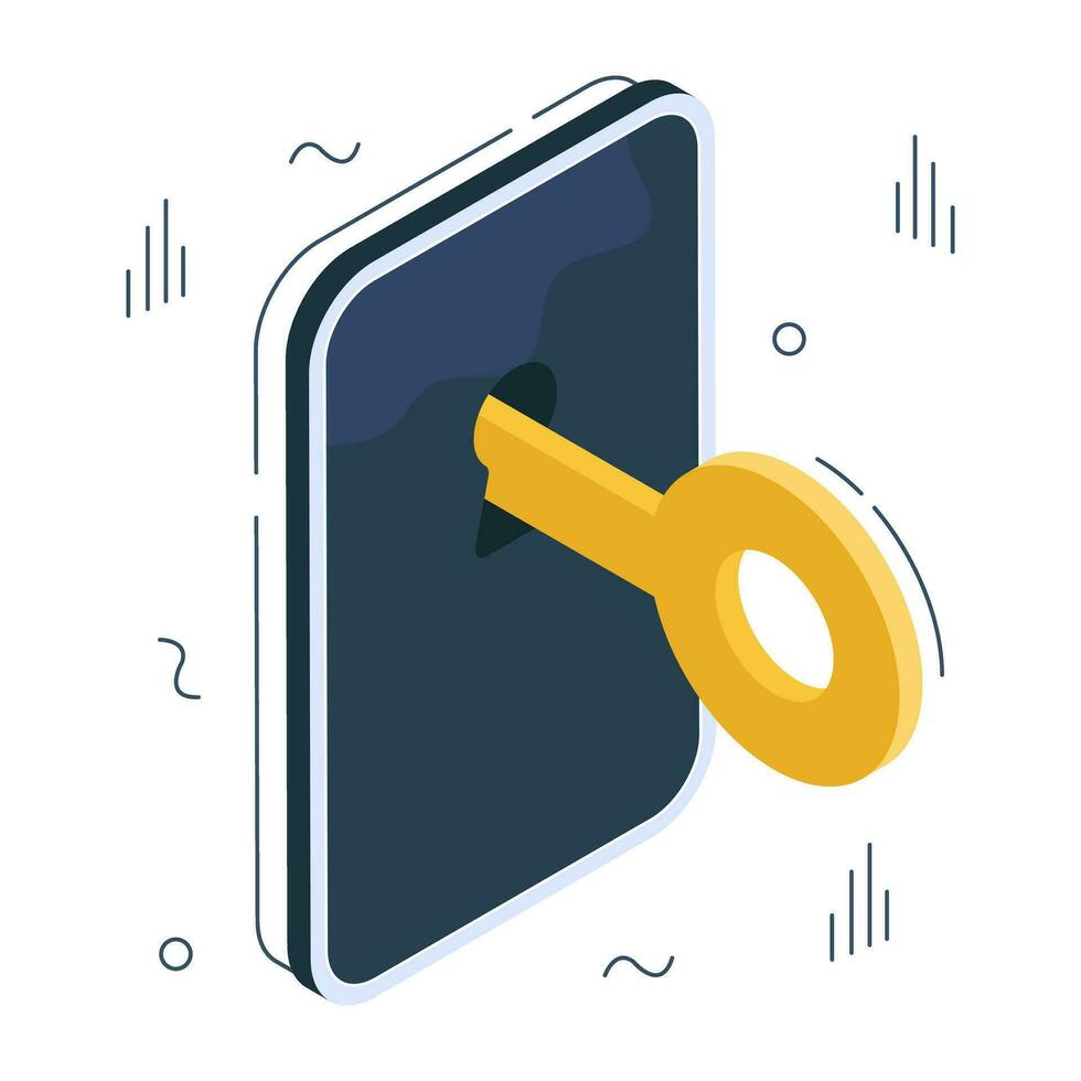 Conceptual isometric design icon of mobile access vector