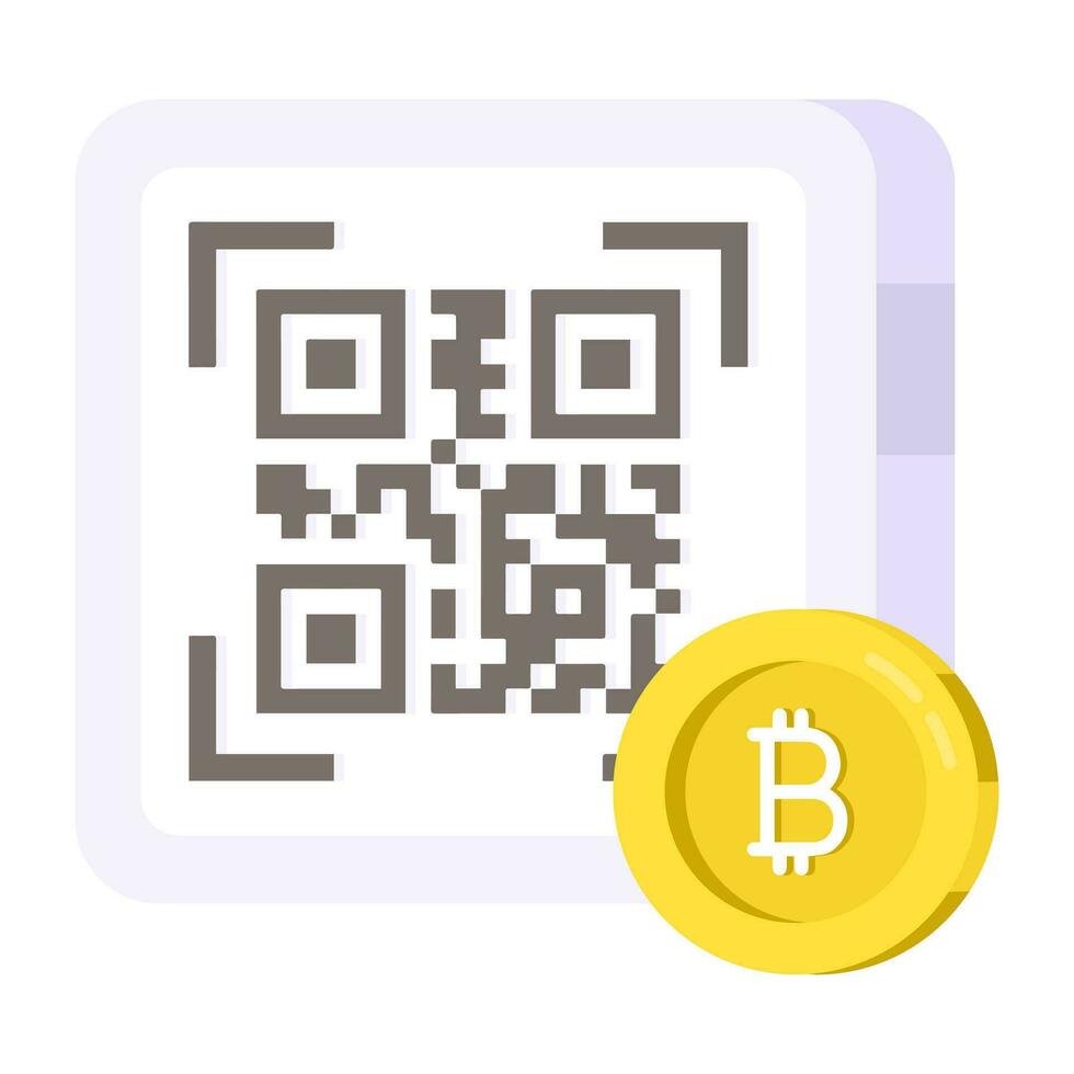 An editable design icon of bitcoin qr code vector