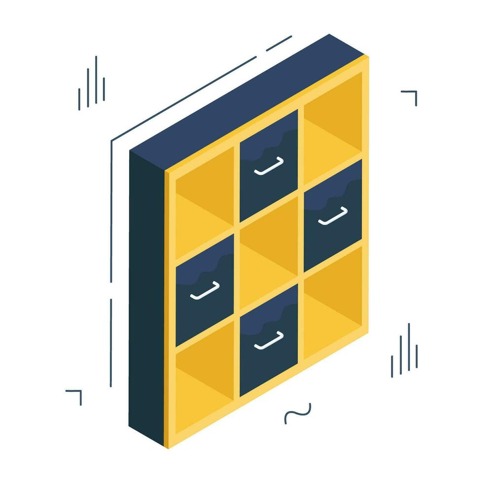 Conceptual isometric design icon of drawers almirah vector