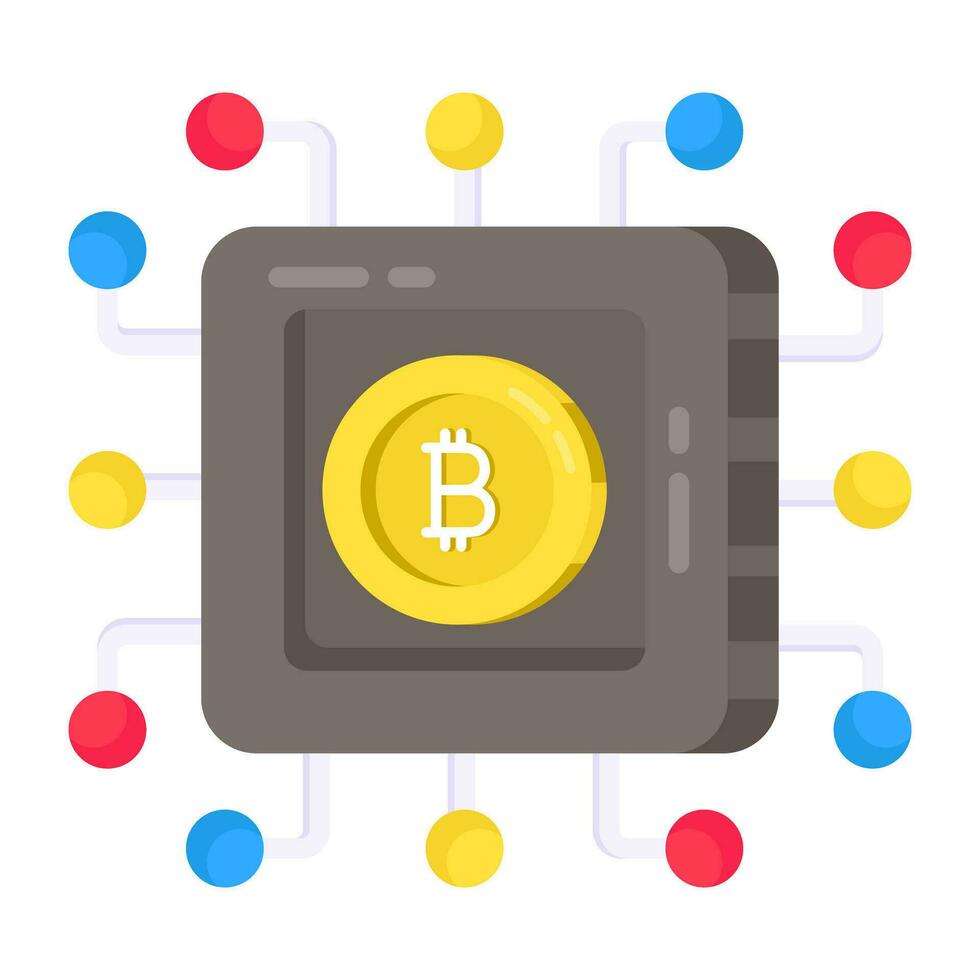 A unique design icon of bitcoin processor vector