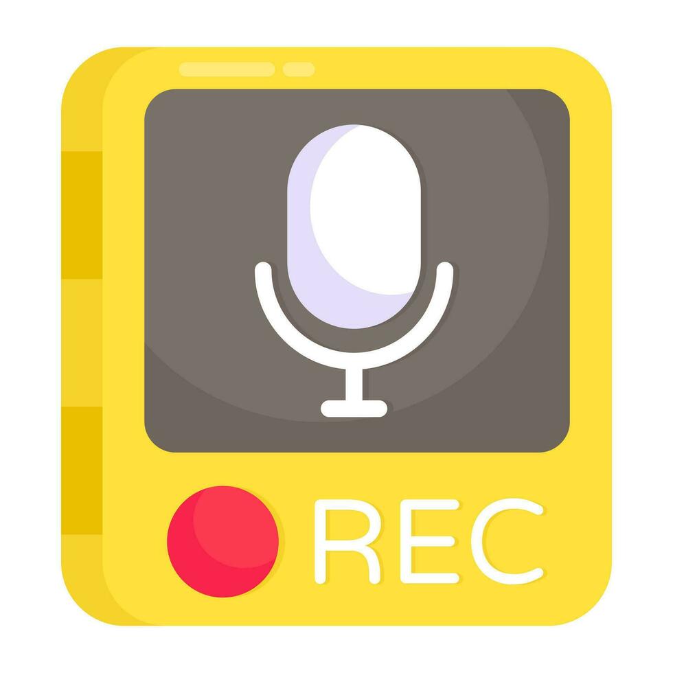 Icon of recording mic in flat design vector