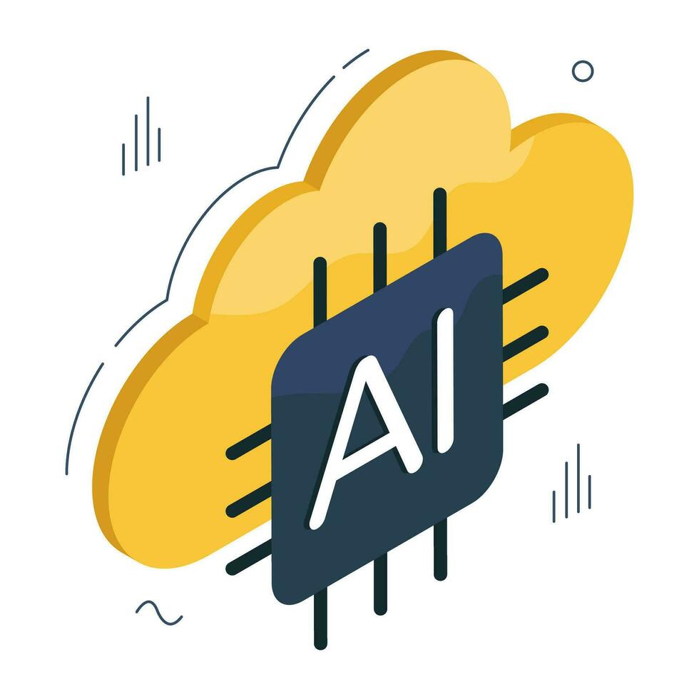 Conceptual isometric design icon of cloud chip vector