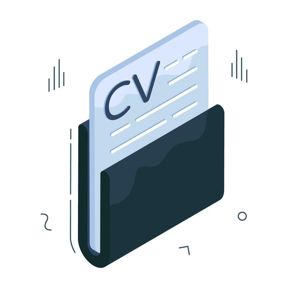 un icono de diseño único de la carpeta cv vector